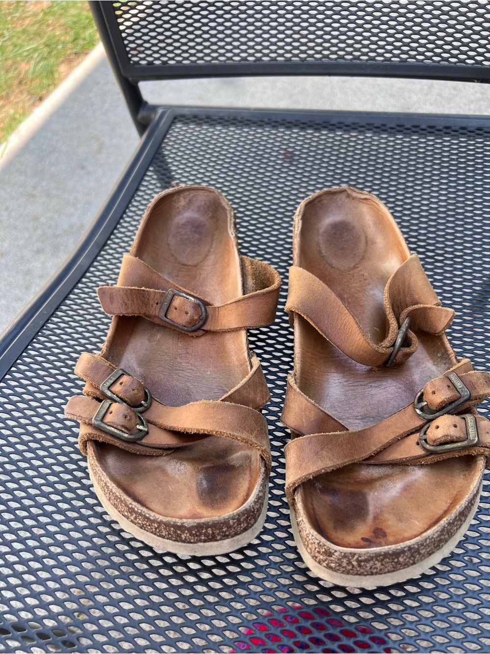 Birkenstock Brown Leather Triple-Strap Buckle Sandals